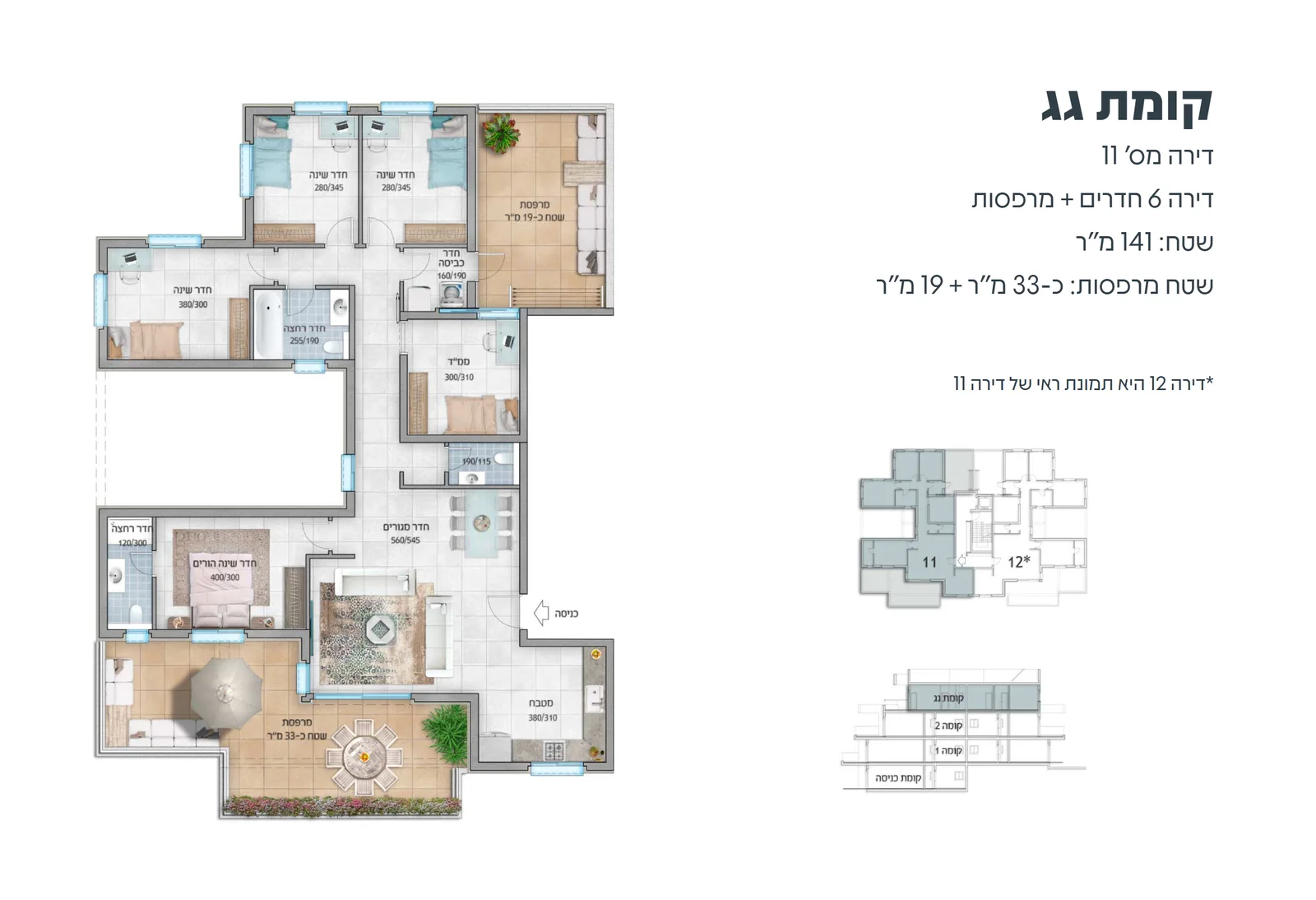 דגם עולה - קומת גג