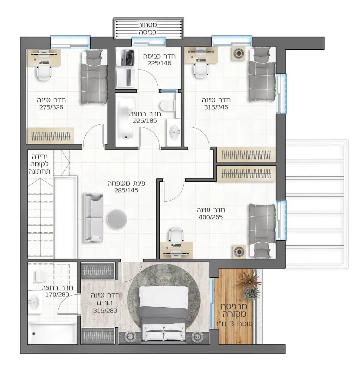 דגם אייל - מדורגים 7 חדרים